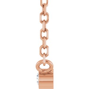 14K Rose Gold .015 CT Natural Diamond Solitaire 16-18" Necklace