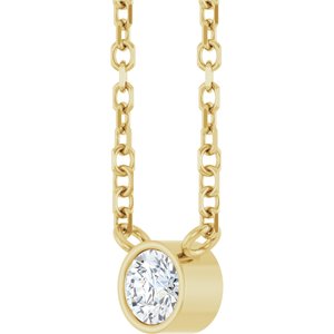 14K Yellow Gold 1/10 CT Natural Diamond 16-18" Necklace