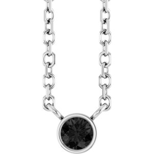 14K White Gold .06 CT Natural Black Diamond 16-18" Necklace