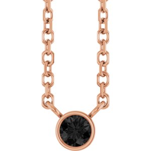 14K Rose Gold .06 CT Natural Black Diamond 16-18" Necklace