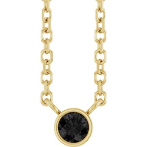 14K Yellow Gold .06 CT Natural Black Diamond 16-18" Necklace