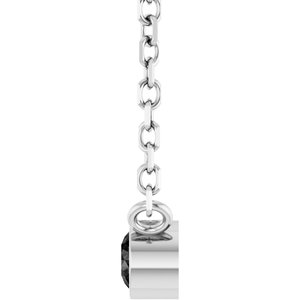 14K White Gold .06 CT Natural Black Diamond 16-18" Necklace