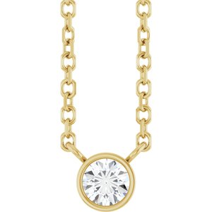 14K Yellow Gold 1/10 CT Natural Diamond 16-18" Necklace