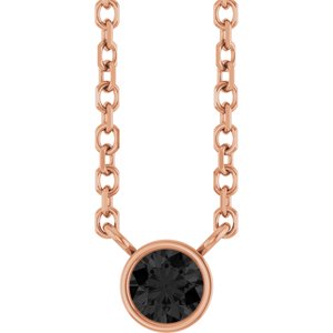 14K Rose Gold 1/10 CT Natural Black Diamond 16-18" Necklace