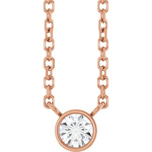 14K Rose Gold 1/10 CT Natural Diamond 16-18" Necklace