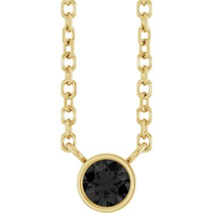 14K Yellow Gold 1/10 CT Natural Black Diamond 16-18" Necklace