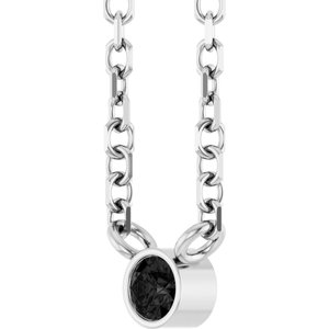 14K White Gold .03 CT Natural Black Diamond 16-18" Necklace