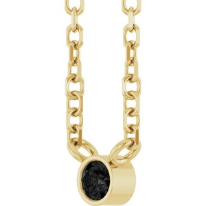 14K Yellow Gold .03 CT Natural Black Diamond 16-18" Necklace