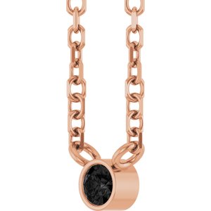 14K Rose Gold .03 CT Natural Black Diamond 16-18" Necklace