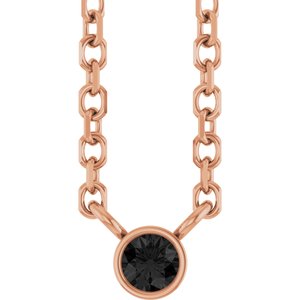 14K Rose Gold .03 CT Natural Black Diamond 16-18" Necklace