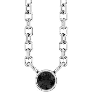 14K White Gold .03 CT Natural Black Diamond 16-18" Necklace
