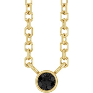 14K Yellow Gold .03 CT Natural Black Diamond 16-18" Necklace