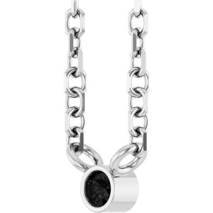 14K White Gold .015 CT Natural Black Diamond 16-18" Necklace