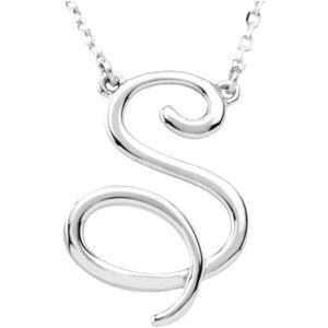 Script Initial Necklace or Center