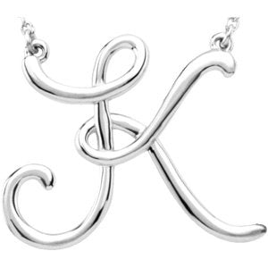 Script Initial Necklace or Center