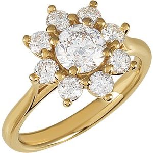 14K Yellow Gold 1 3/4 CTW Natural Diamond Cluster Ring