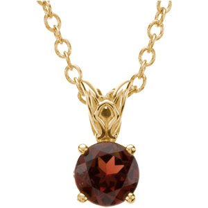 14K Yellow Gold Natural Mozambique Garnet 18" Necklace