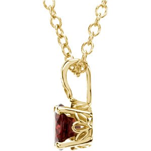 14K Yellow Gold Natural Mozambique Garnet 18" Necklace