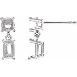 Platinum 6x4 mm Emerald Two-Stone Earring Mounting