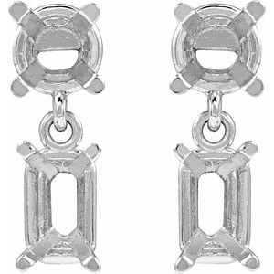 Sterling Silver 5x3 mm Emerald Two-Stone Earring Mounting – image 2