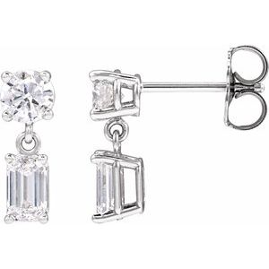 Platinum 1 1/5 CTW Lab-Grown Diamond Two-Stone Earrings