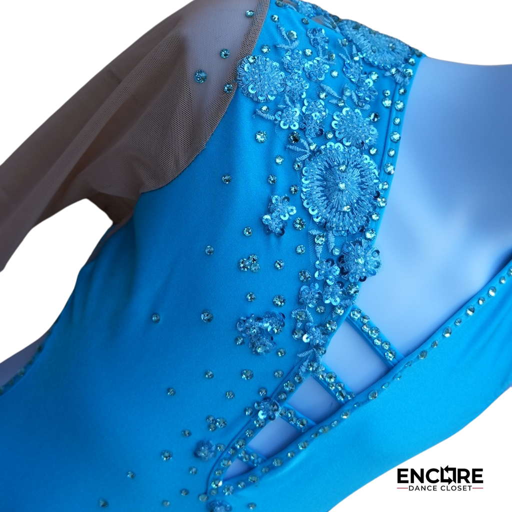Turquoise Floral Applique Leotard