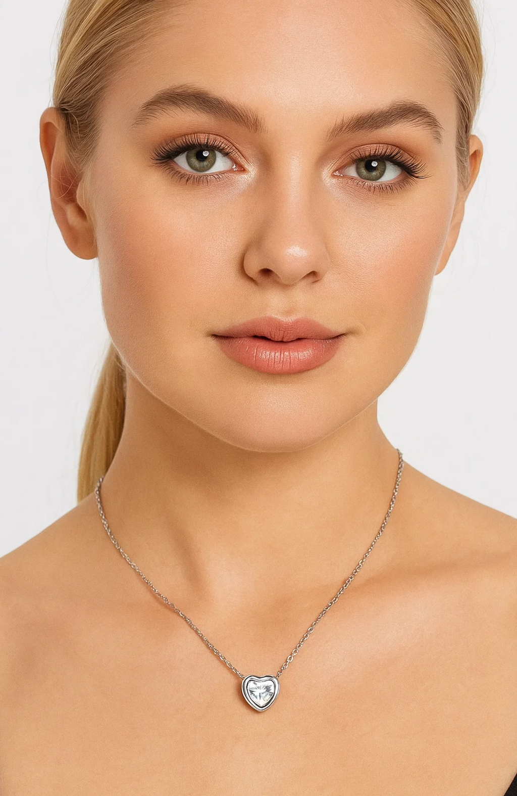 Heart Necklace Cubic Zirconia Crystal