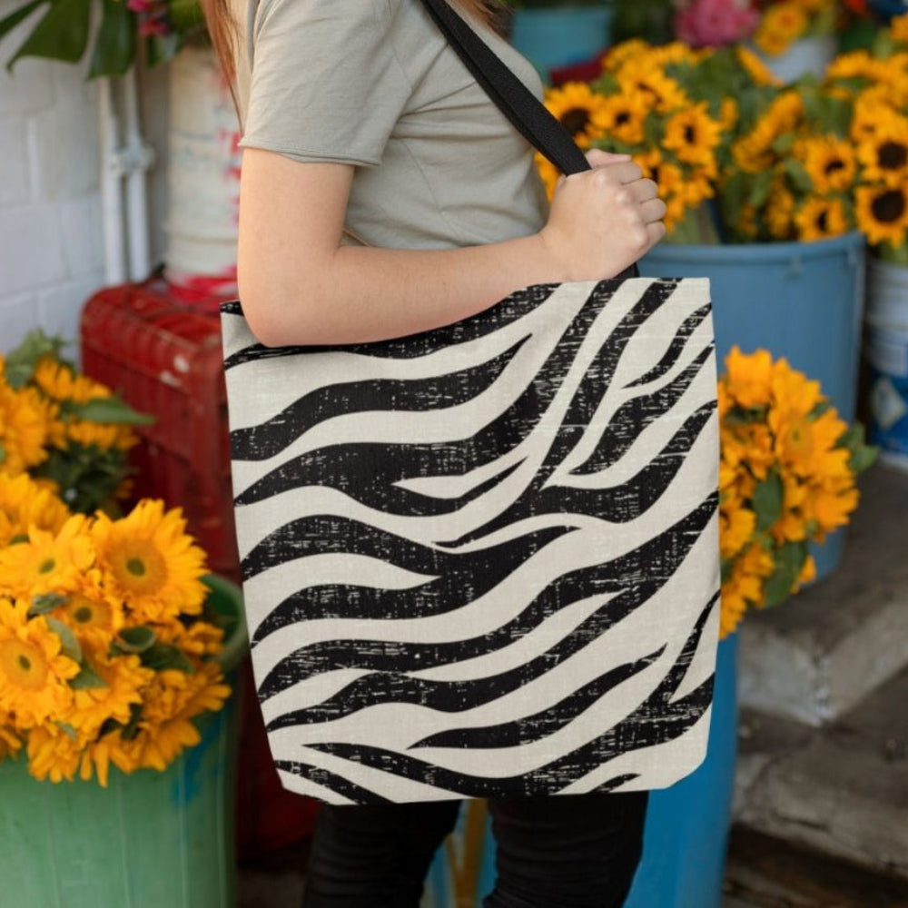 Zebra Print Beach Shopper Tote Bag Medium