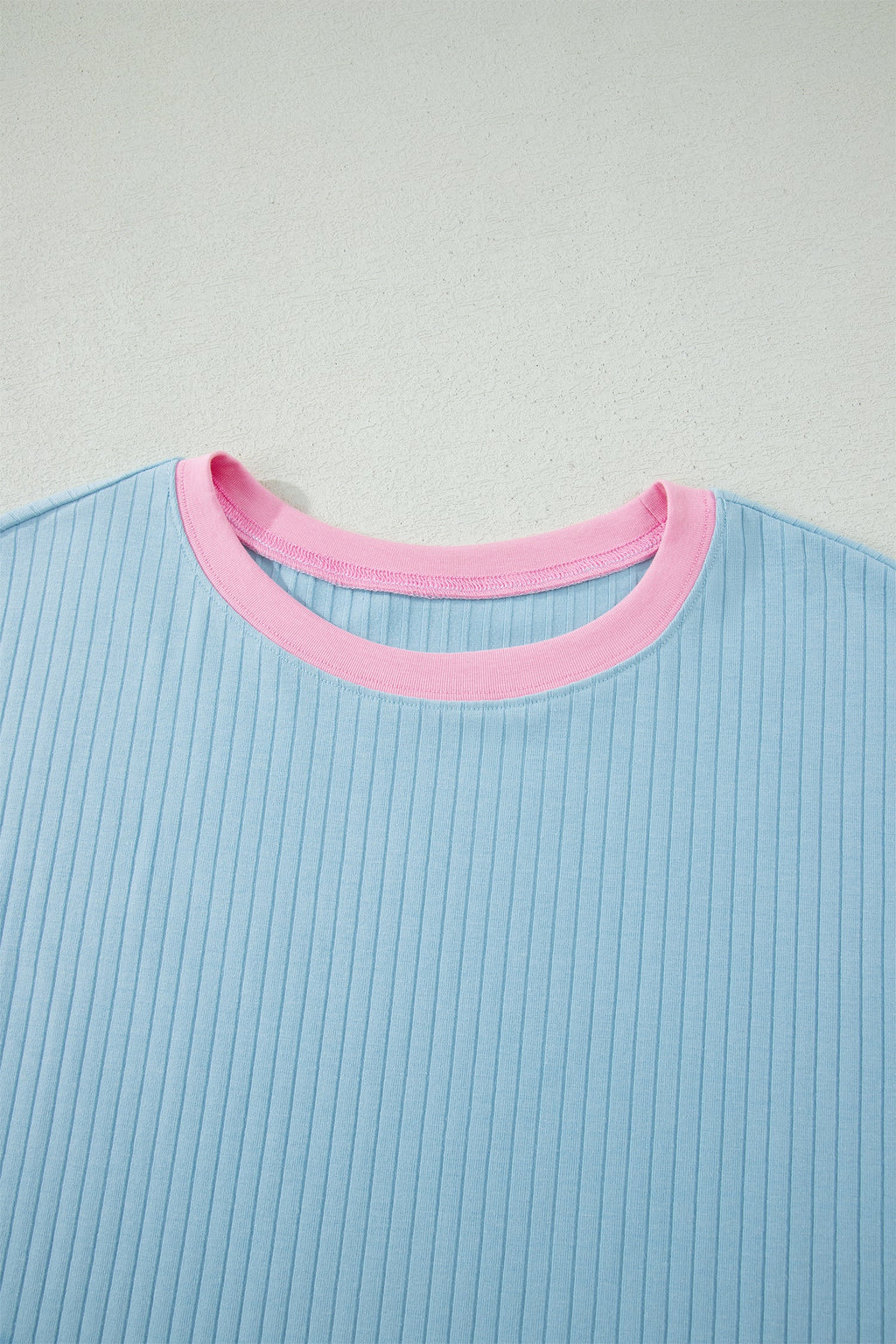 Colorblock Trim Ribbed Top & Shorts Set