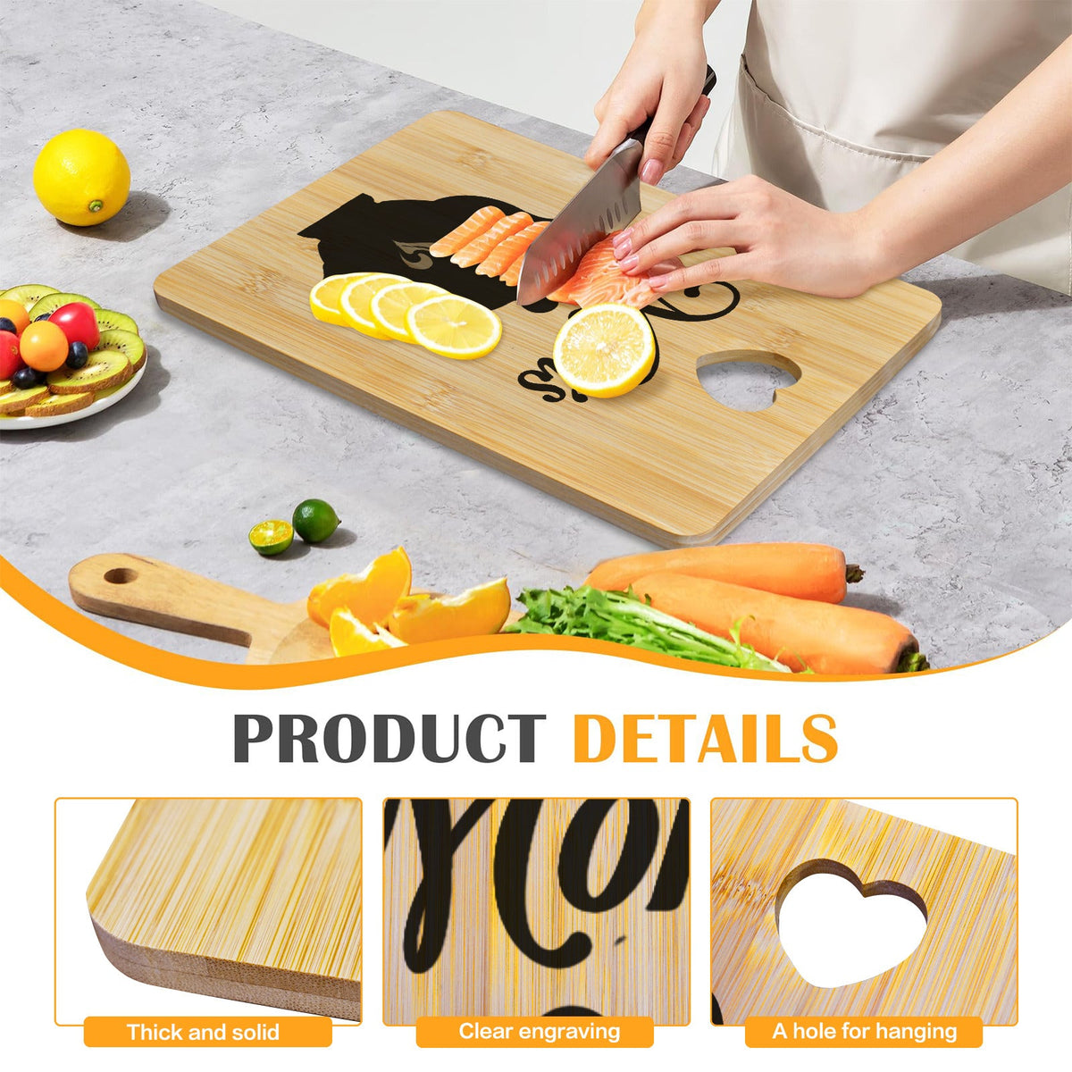 Mom's Tea Kettle Custom Rectangle Bamboo Cutting Board (One Side Printing) | Ships from USA