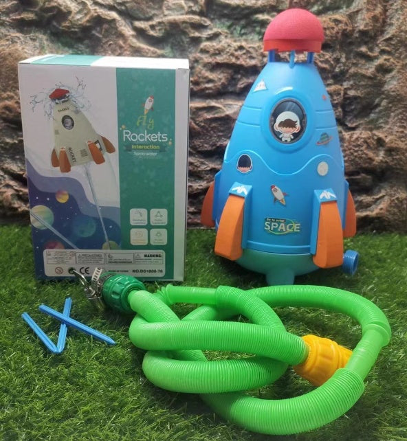 Kids Space Rocket Sprinkler – Spinning Water Spray Toy for Outdoor Fun