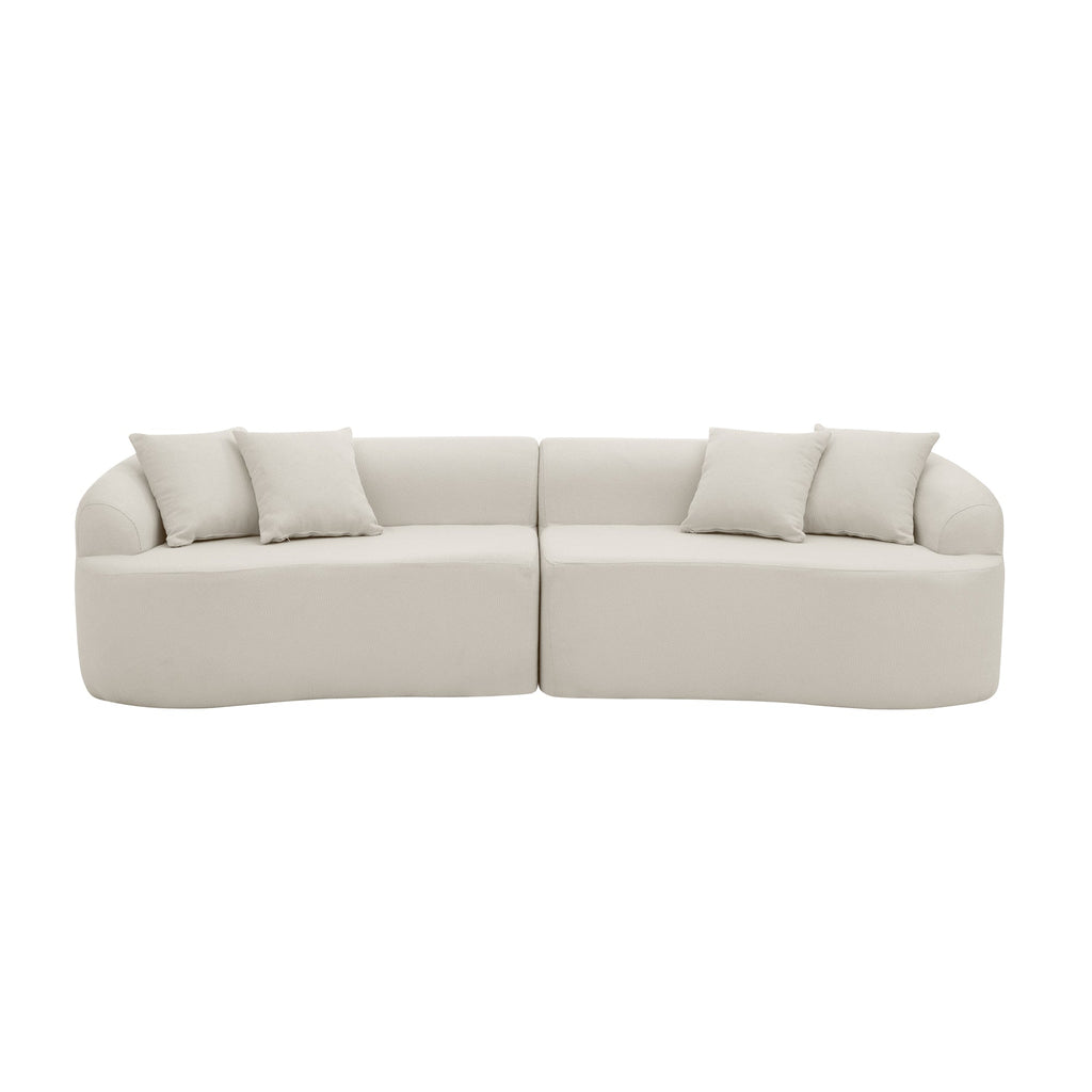 Curved Modular Sectional Sofa in Lamb's Wool Fabric, Modern Minimalist Style, Compressed (No Assembly Required), Comfy for Living Room & Bedroom - Beige