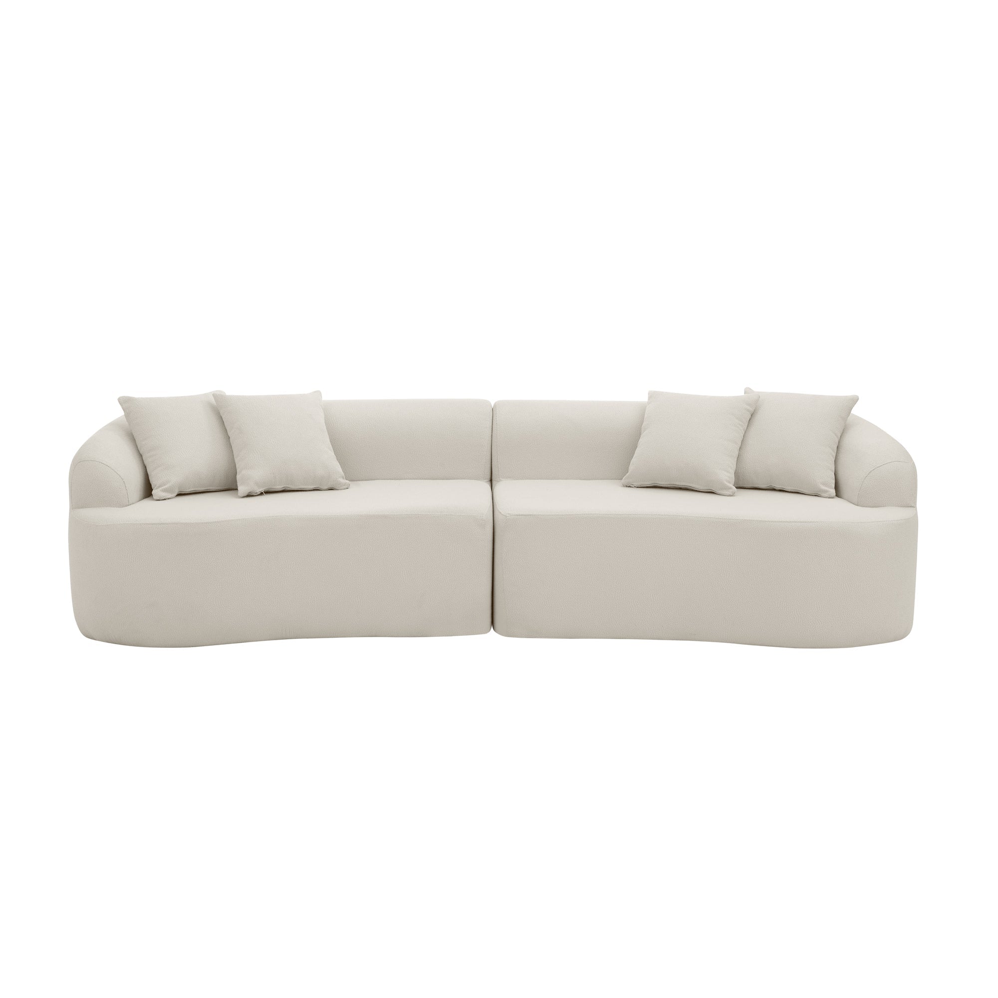 Curved Modular Sectional Sofa in Lamb's Wool Fabric, Modern Minimalist Style, Compressed (No Assembly Required), Comfy for Living Room & Bedroom - Beige