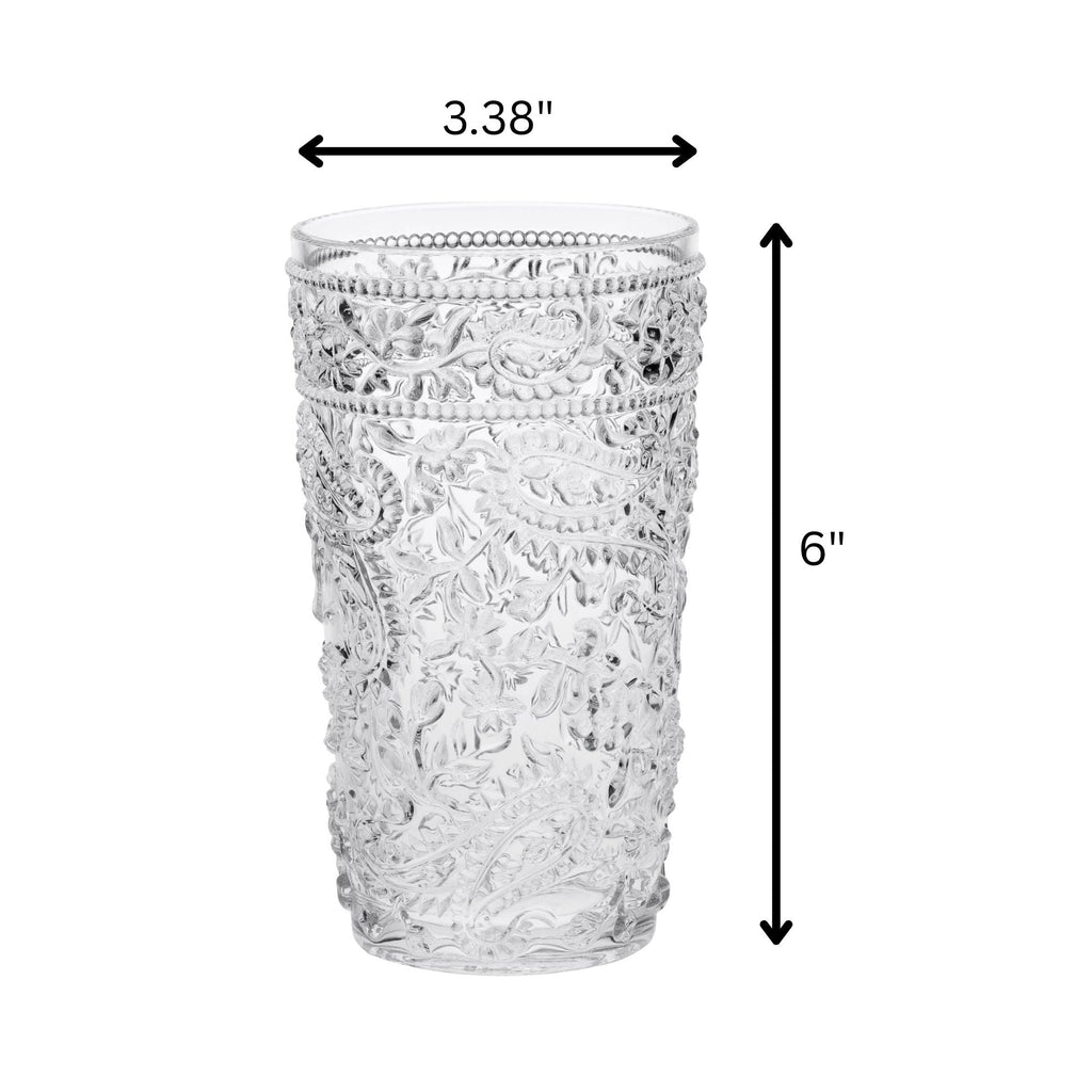 Paisley Style Acrylic Hi Ball Glasses (Set of 4)