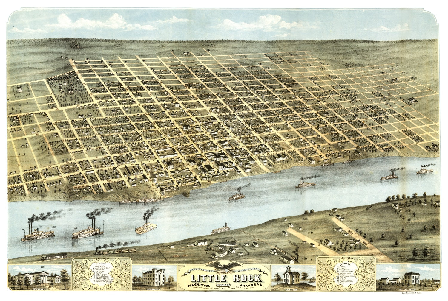 Vintage Map of Little Rock, Arkansas 1871