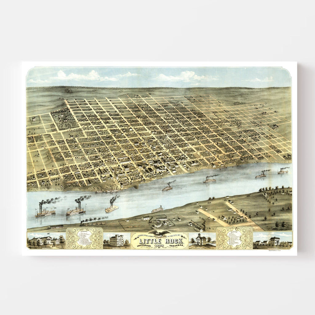 Vintage Map of Little Rock, Arkansas 1871