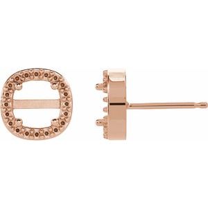 14K Rose Gold 5 mm Cushion Halo-Style Earring  Mounting