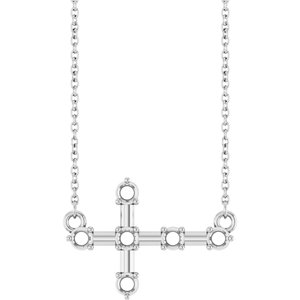 Sterling Silver 2.2 mm Round Sideways Cross 18" Necklace Mounting – image 2