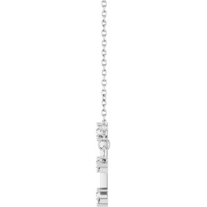 14K White Gold 1/4 CTW Natural Diamond Sideways Cross 18" Necklace Mounting – image 3