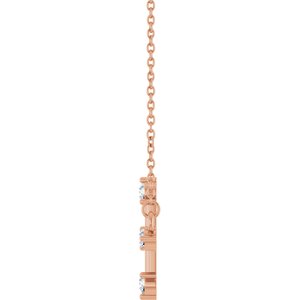 14K Rose Gold 1/4 CTW Natural Diamond Sideways Cross 18" Necklace Mounting – image 3