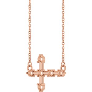 14K Rose Gold 2.2 mm Round Sideways Cross 18" Necklace Mounting – image 4