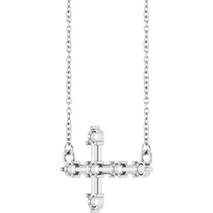 Sterling Silver 2.2 mm Round Sideways Cross 18" Necklace Mounting – image 4