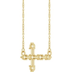 14K Yellow Gold 2.2 mm Round Sideways Cross 18" Necklace Mounting – image 4