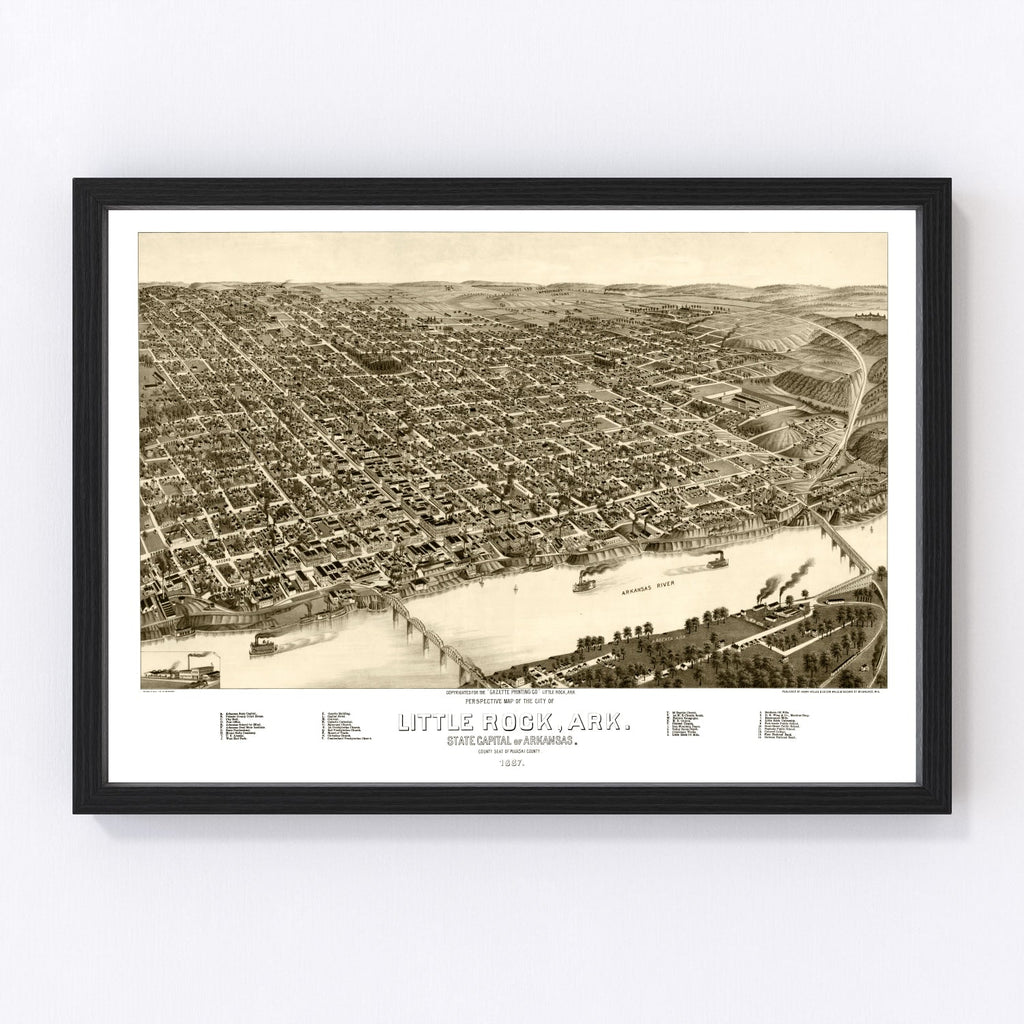 Vintage Map of Little Rock, Arkansas 1887