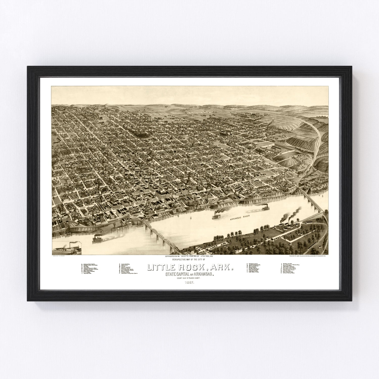 Vintage Map of Little Rock, Arkansas 1887
