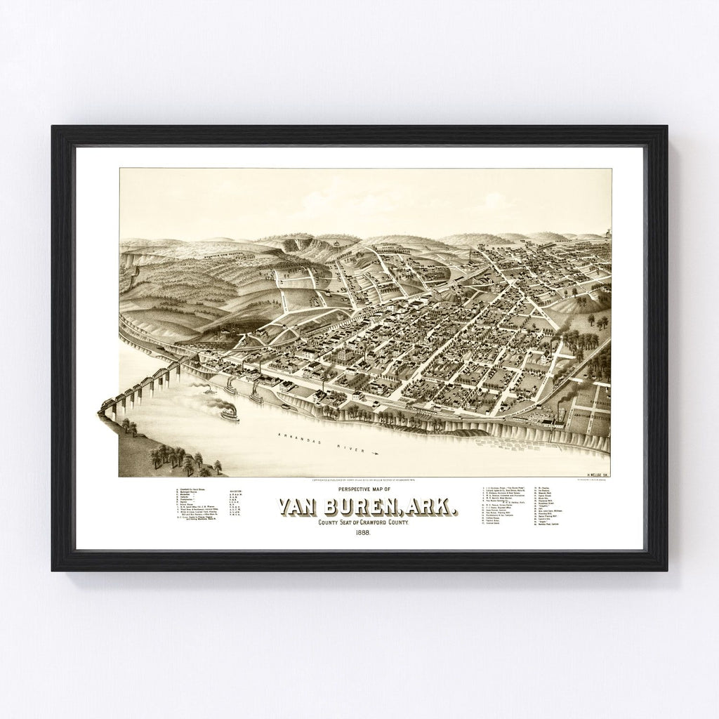 Vintage Map of Van Buren, Arkansas 1888