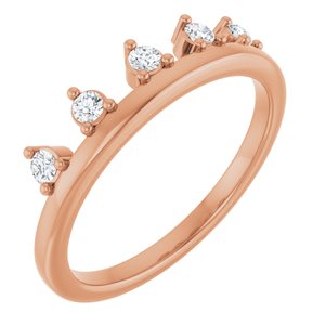 14K Rose Gold 2 mm Round Accented Crown Ring Mounting