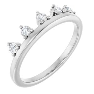 10K White Gold 2 mm Round Accented Crown Ring Mounting