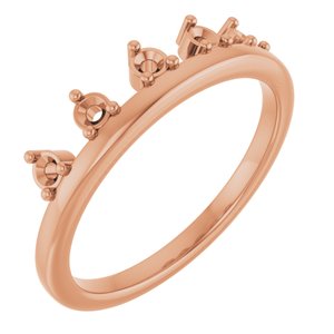 14K Rose Gold 2 mm Round Accented Crown Ring Mounting – image 2