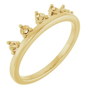 10K Yellow Gold 2 mm Round Accented Crown Ring Mounting – image 2